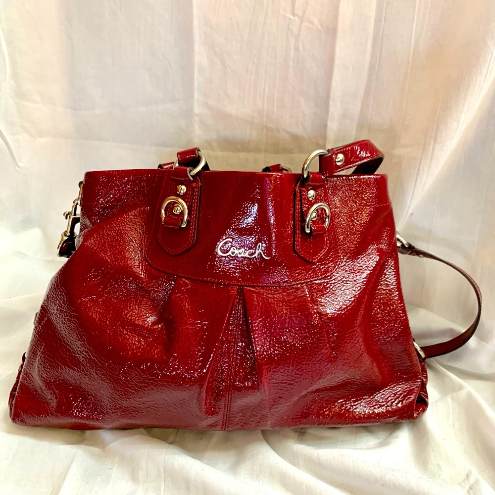 Coach red patent leather purse